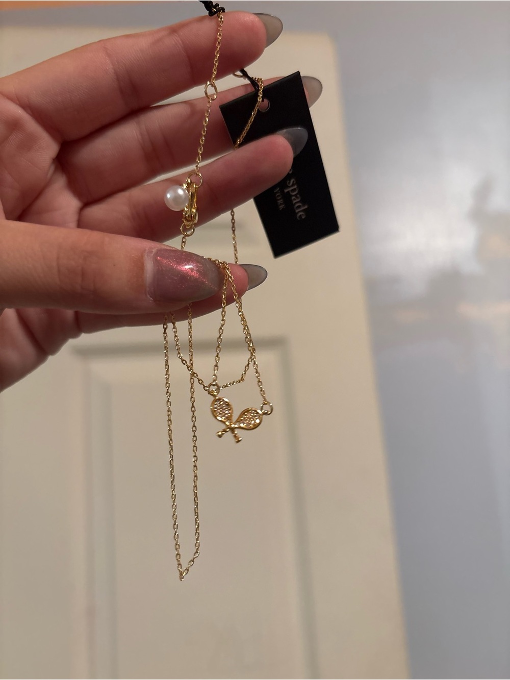 Kate Spade Tennis Racket Earrings New Gold Tone Dainty